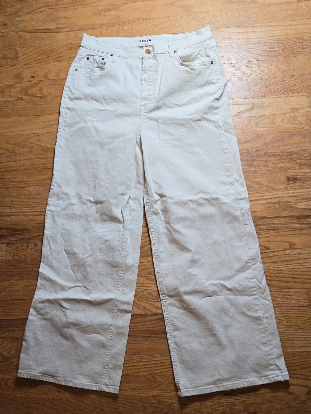 Boden white/ecru high-rise wide leg jeans - Picture 3 of 8